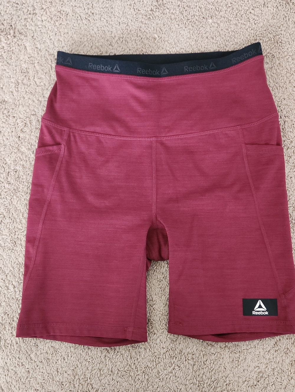 Reebok Women's Maroon High-Waist Bike Shorts